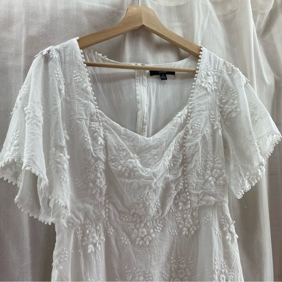Lulus Morning in Mallorca White Cotton Eyelet Short Sleeve Mini Dress Medium - Picture 2 of 10